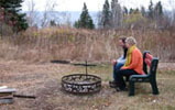 Guests warming up by the fire