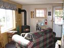 Living room with wood stove firplace