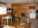 Social area, wood stove fireplace