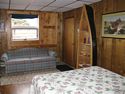 Tettegouche Room with sofa and Canoe Shelf
