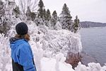 Winter hike on Lake Superior Shore